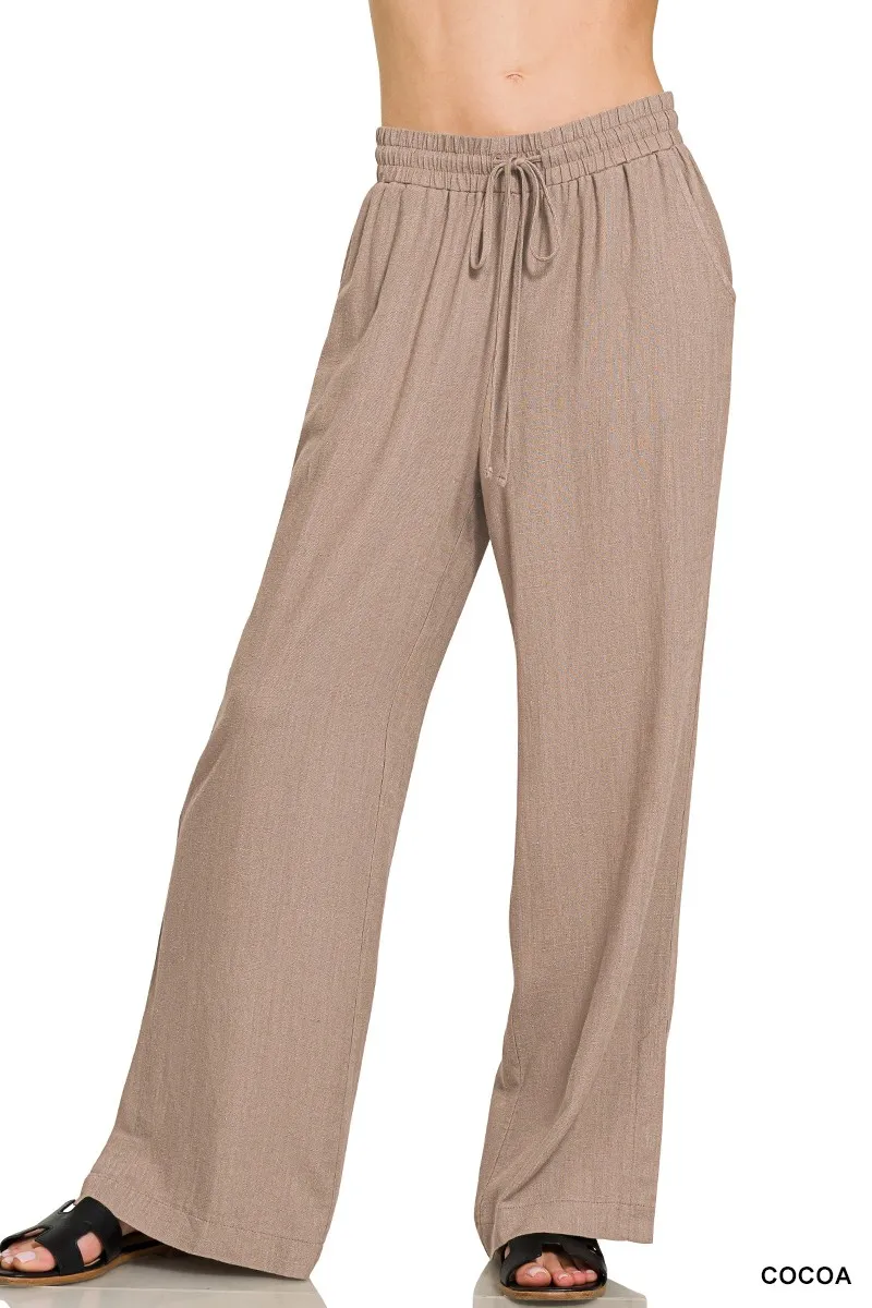 Zenana Linen Drawstring Pants