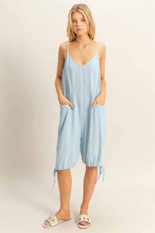 HYFVE V-Neck Pocket Detail Side Tie Hem Romper