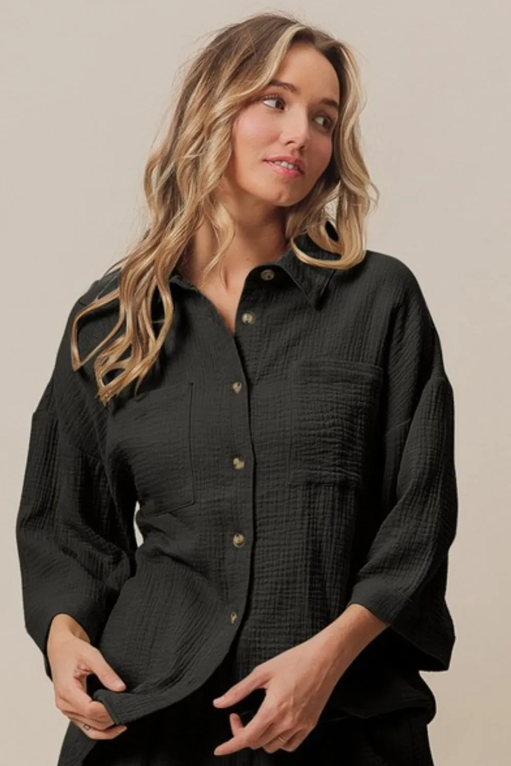 BiBi Crinkle Gauze Shirt and Short Set