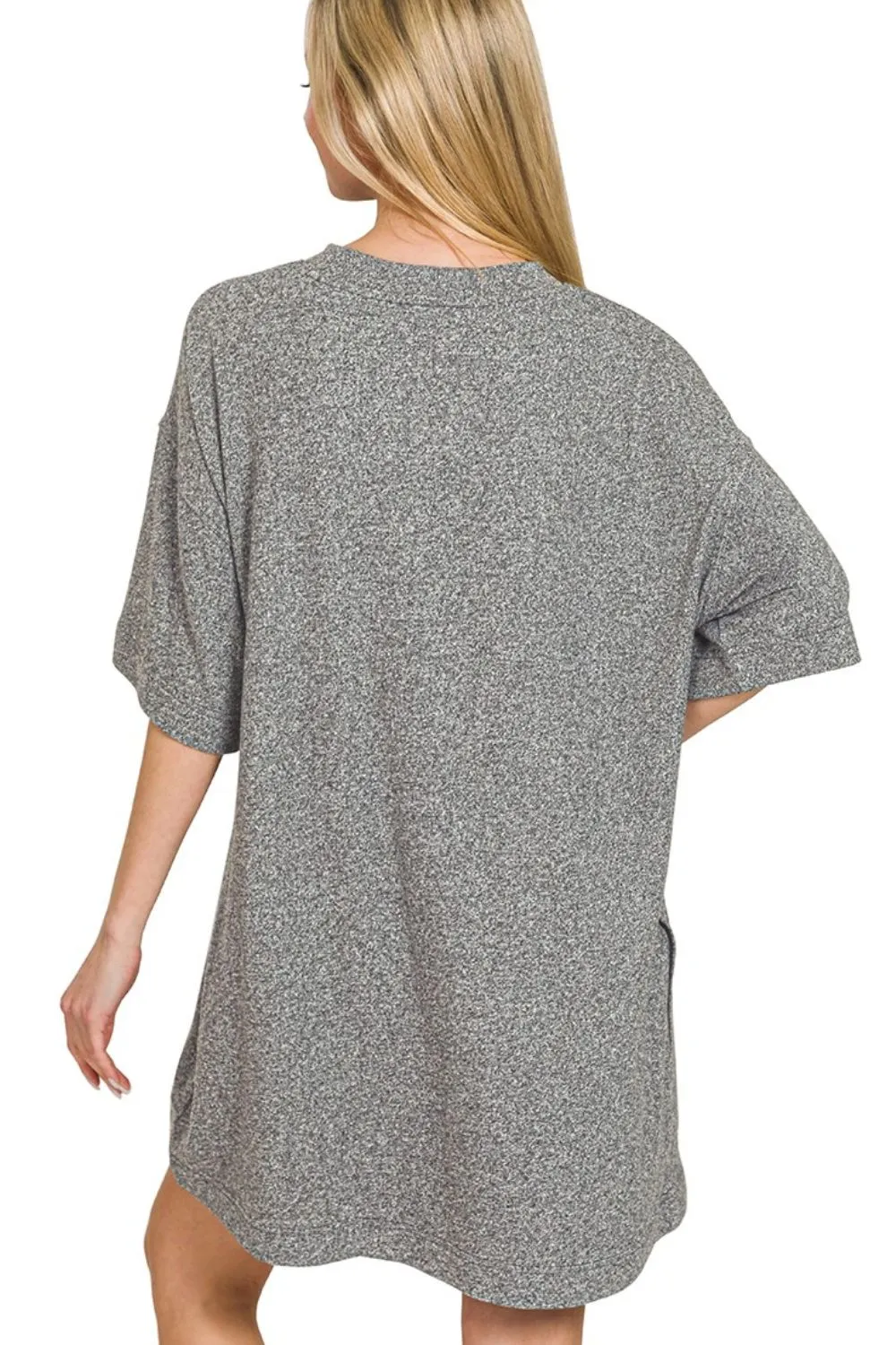Zenana Soft Melange Hacci T-shirts Dress