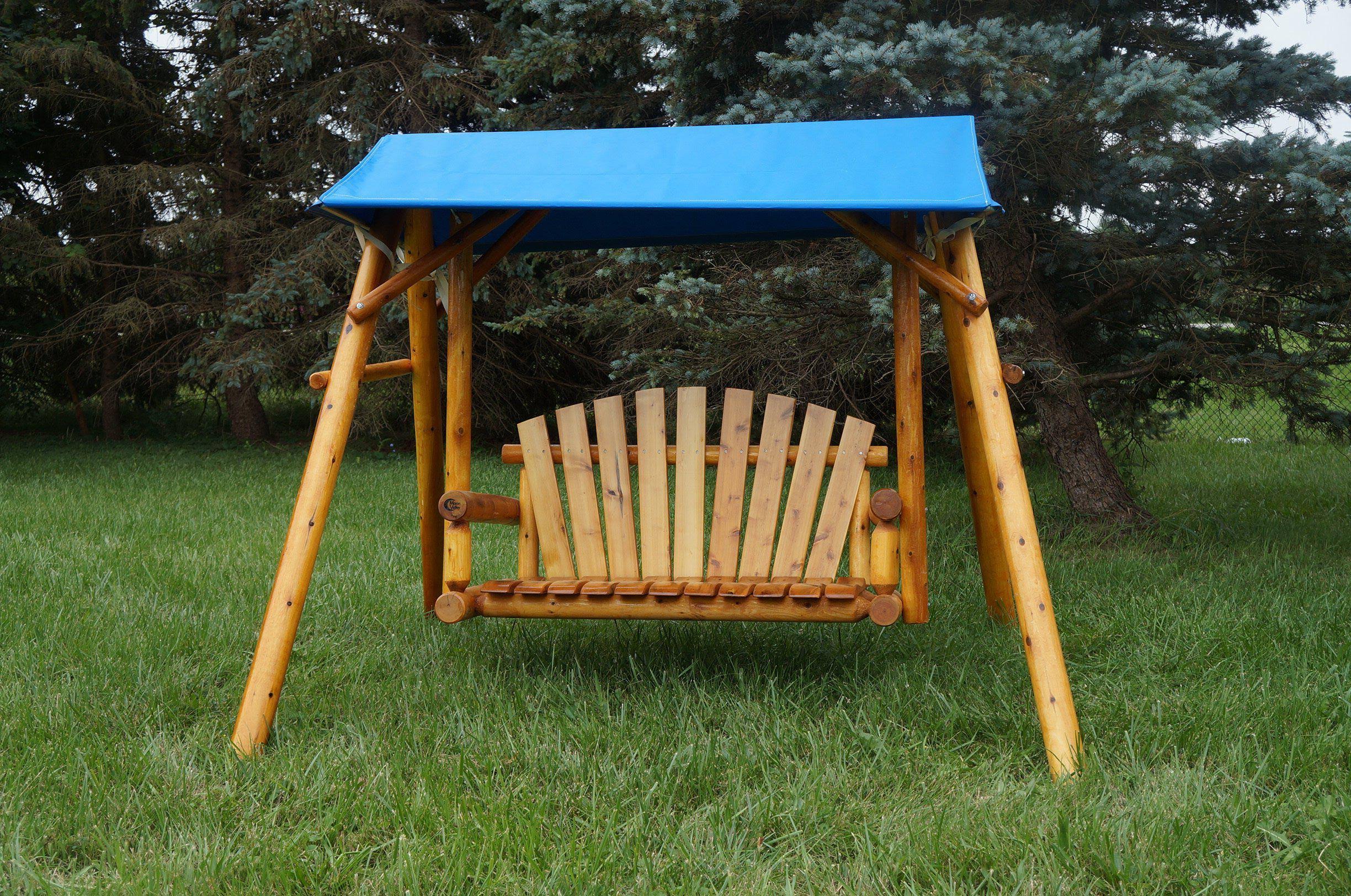 Moon Valley Rustic Outdoor Cedar 4& Lawn Swing, Varnished / Add Canopy