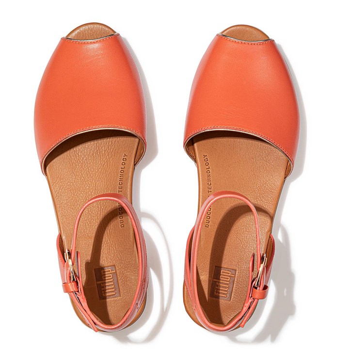 Fitflop Cova Pop Binding Leather Peep-Toe Back-Strap Sandals