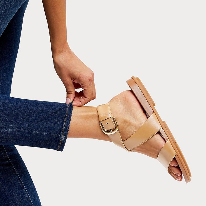 Fitflop Gracie Buckle Leather Ankle-Strap Back-Strap Sandals