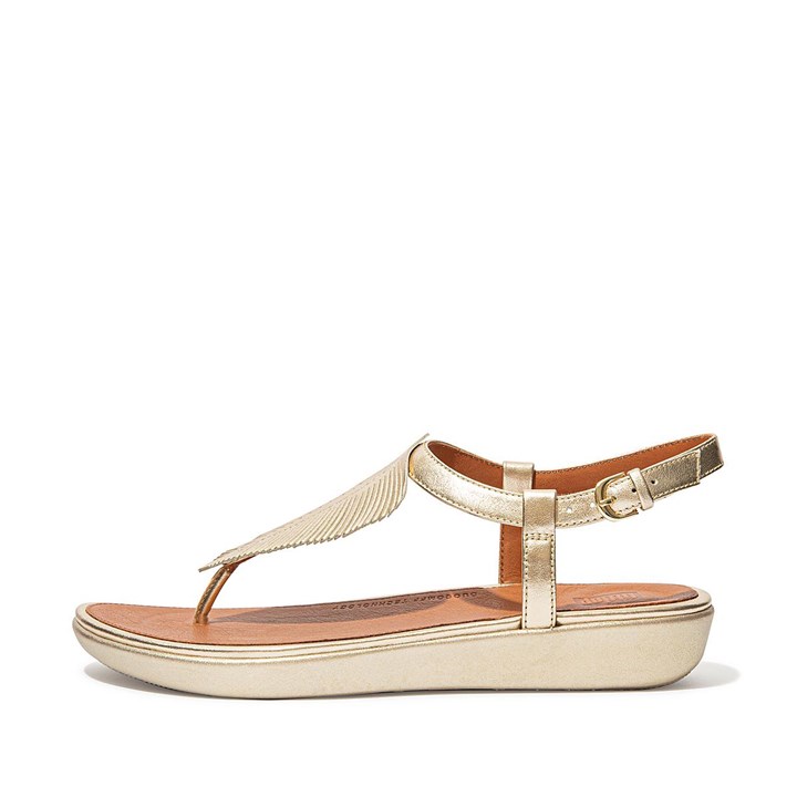 Fitflop Tia Feather Metallic Leather Back-Strap Sandals