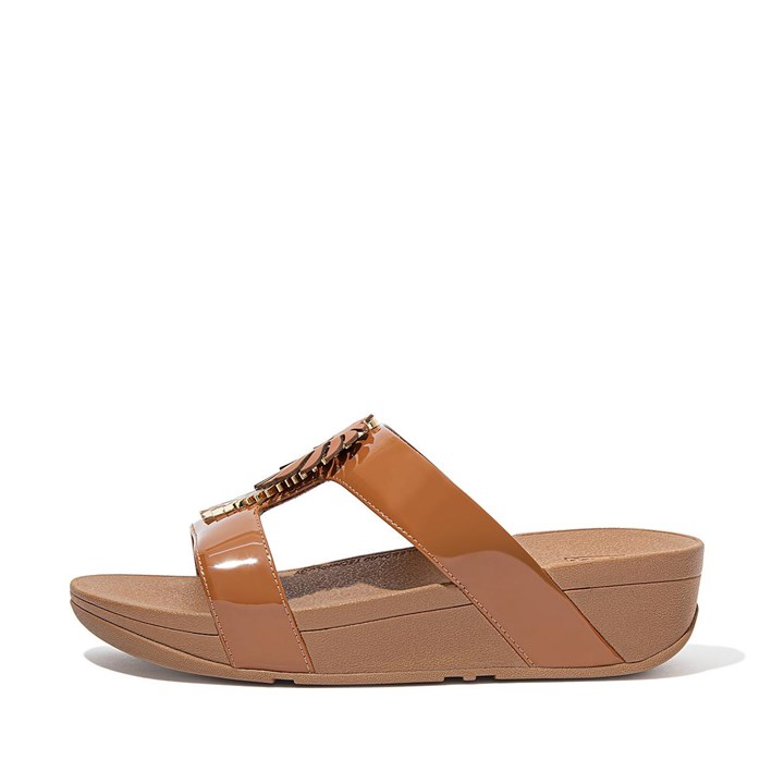 Fitflop Lottie Jungle Leaf Patent Slides
