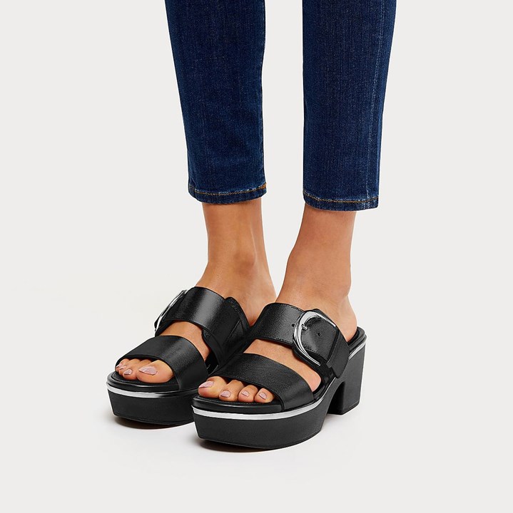 Fitflop Pilar Mixed Metallics Leather Slide Platforms Mules & Clogs
