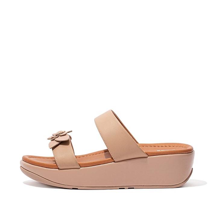 Fitflop Fino Floral Leather Slides
