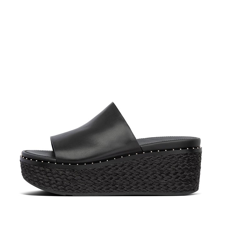 Fitflop Eloise Espadrille Leather Wedge Slides Wedge Sandals