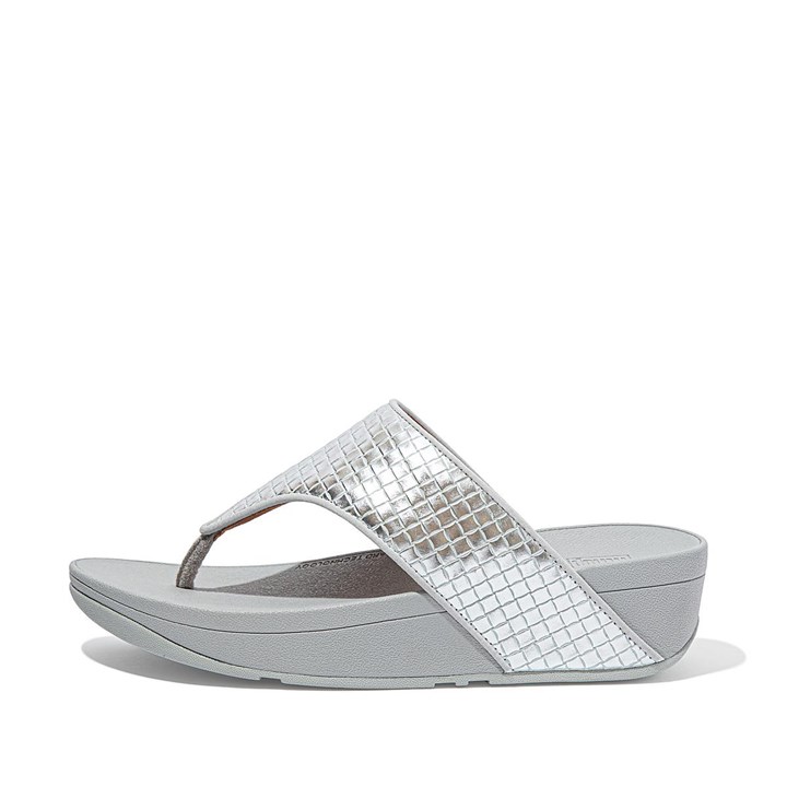 Fitflop Olive Metallic Woven Leather Toe-Post Sandals