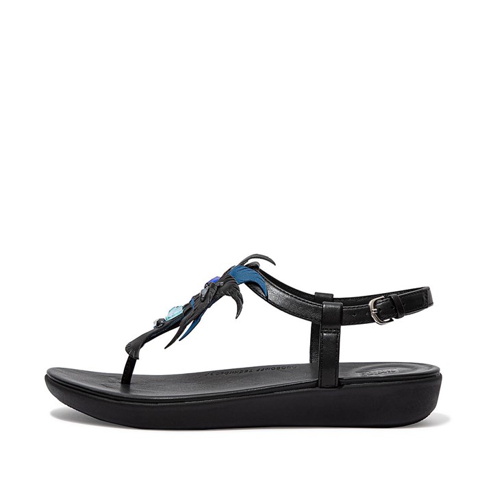 Fitflop Tia Jewel Feather Leather Back-Strap Sandals