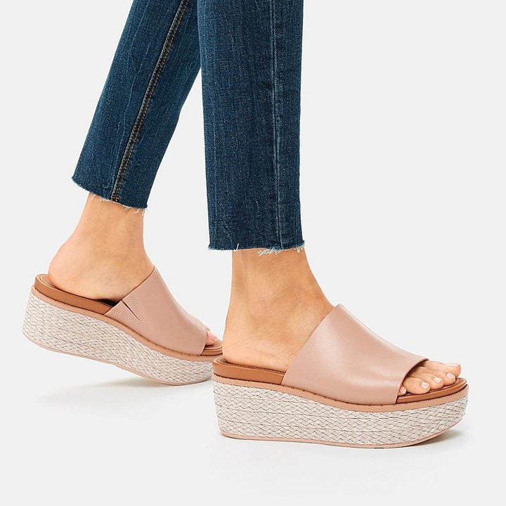 Fitflop Eloise Espadrille Leather Wedge Slides Wedge Sandals