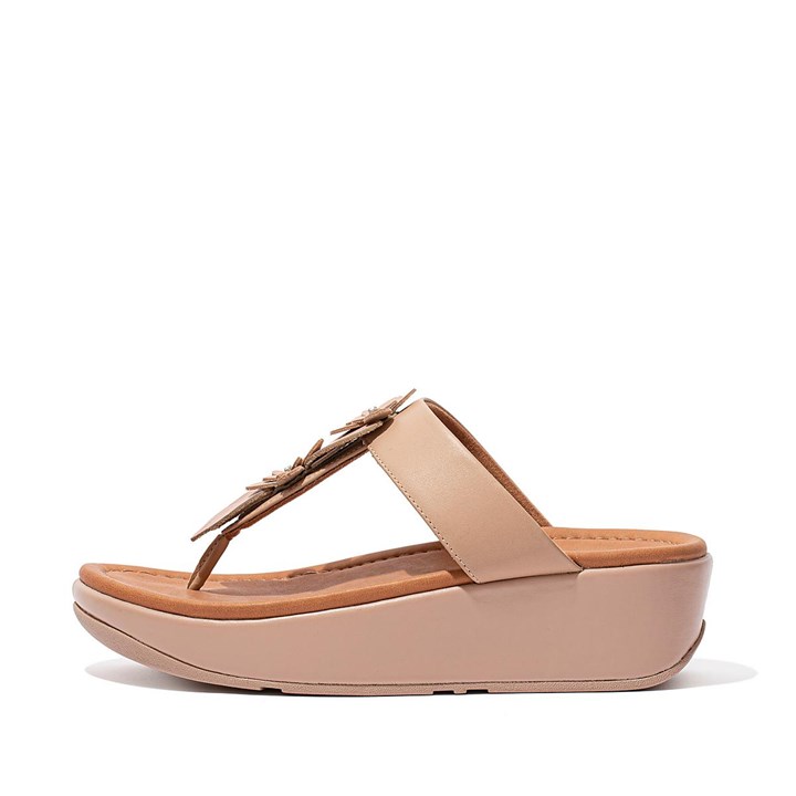 Fitflop Fino Floral Leather Toe-Post Sandals