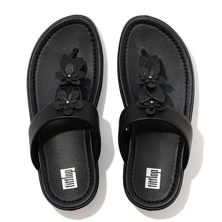 Fitflop Fino Floral Leather Toe-Post Sandals