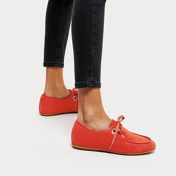 Fitflop Delfine Eyelet Suede Lace-Ups Flat Shoes