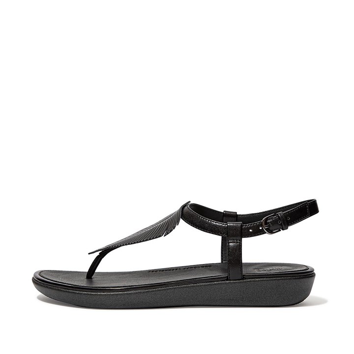 Fitflop Tia Feather Metallic Leather Back-Strap Sandals