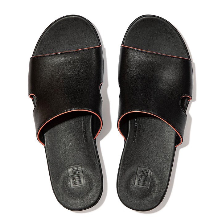 Fitflop H-Bar Pop Binding Leather Slides