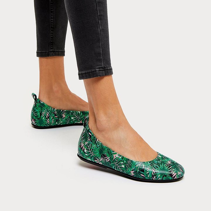 Fitflop Allegro Jungle Print Soft Leather Ballet Flats