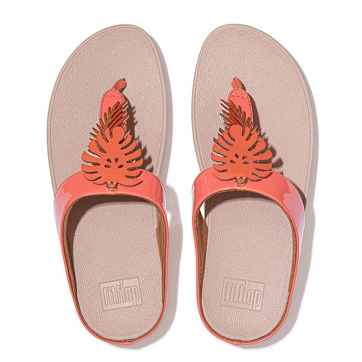 Fitflop Fino Jungle Leaf Patent Toe-Post Sandals