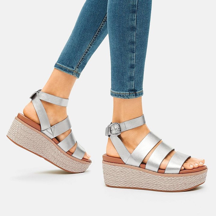 Fitflop Eloise Espadrille Leather Wedge Sandals