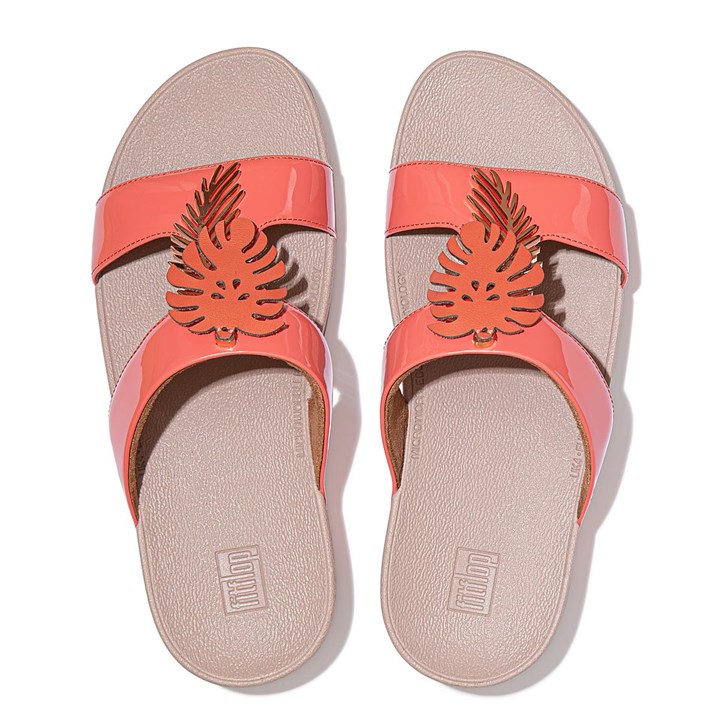 Fitflop Lottie Jungle Leaf Patent Slides