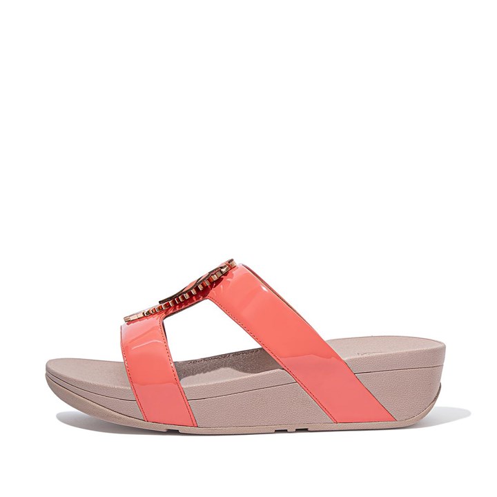 Fitflop Lottie Jungle Leaf Patent Slides