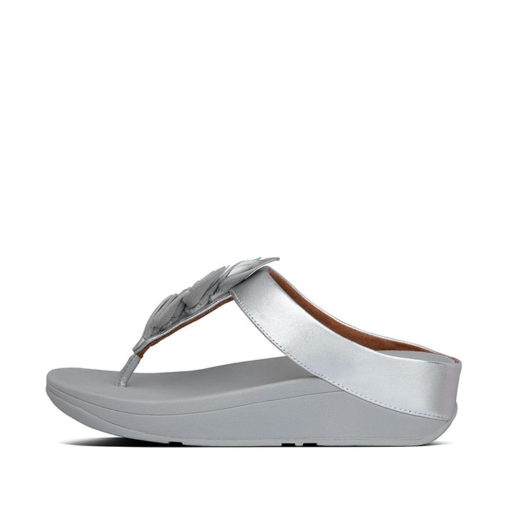 Fitflop Fino Leaf Metallic Leather Toe-Thongs Toe-Post Sandals