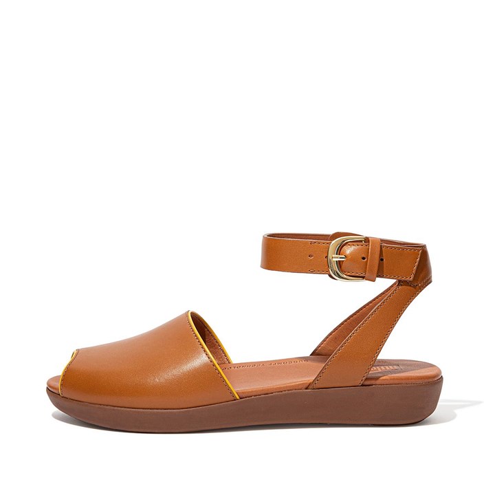 Fitflop Cova Pop Binding Leather Peep-Toe Back-Strap Sandals