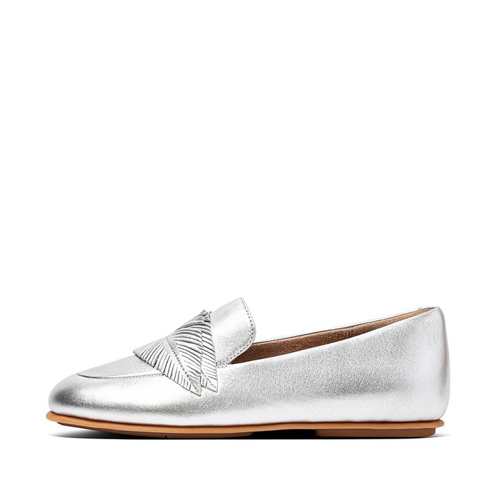 Fitflop Lena Feather Metallic Leather Loafers