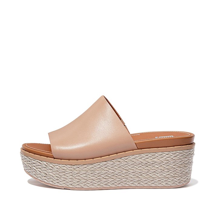 Fitflop Eloise Espadrille Leather Wedge Slides Wedge Sandals