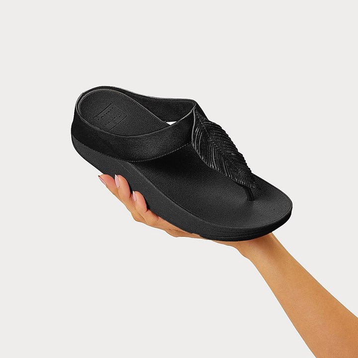Fitflop Fino Feather Metallic Toe-Post Sandals