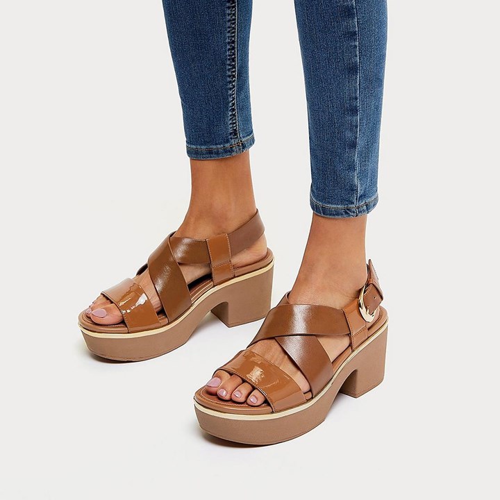 Fitflop Pilar Patent Mix Back-Strap Platform Platform Sandals