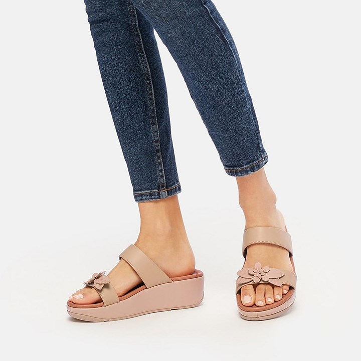 Fitflop Fino Floral Leather Slides