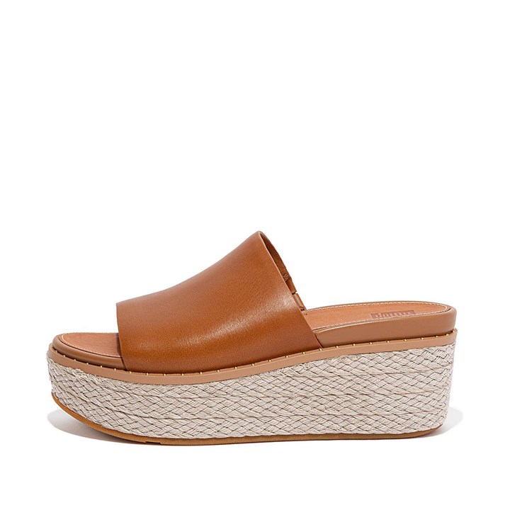 Fitflop Eloise Espadrille Leather Wedge Slides Wedge Sandals