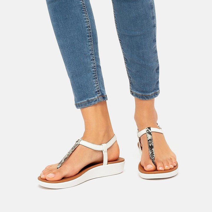 Fitflop Tia Snake Print Leather Back-Strap Sandals