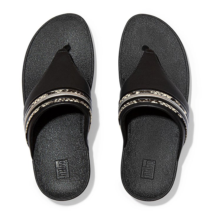 Fitflop Olive Snake Bangle Toe-Post Sandals