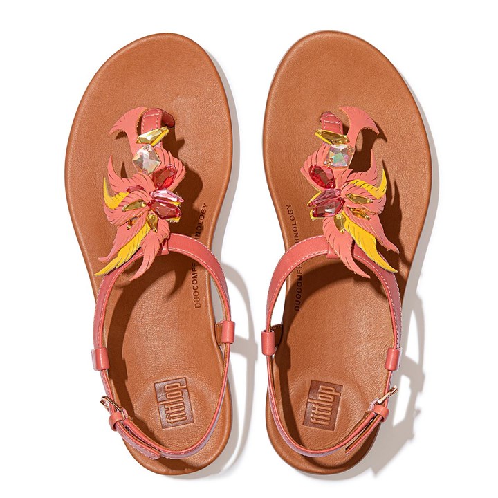 Fitflop Tia Jewel Feather Leather Back-Strap Sandals