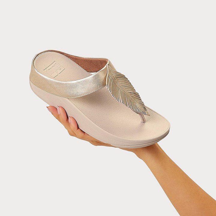 Fitflop Fino Feather Metallic Toe-Post Sandals