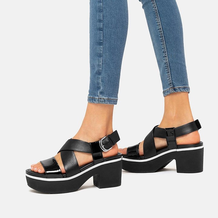 Fitflop Pilar Patent Mix Back-Strap Platform Platform Sandals