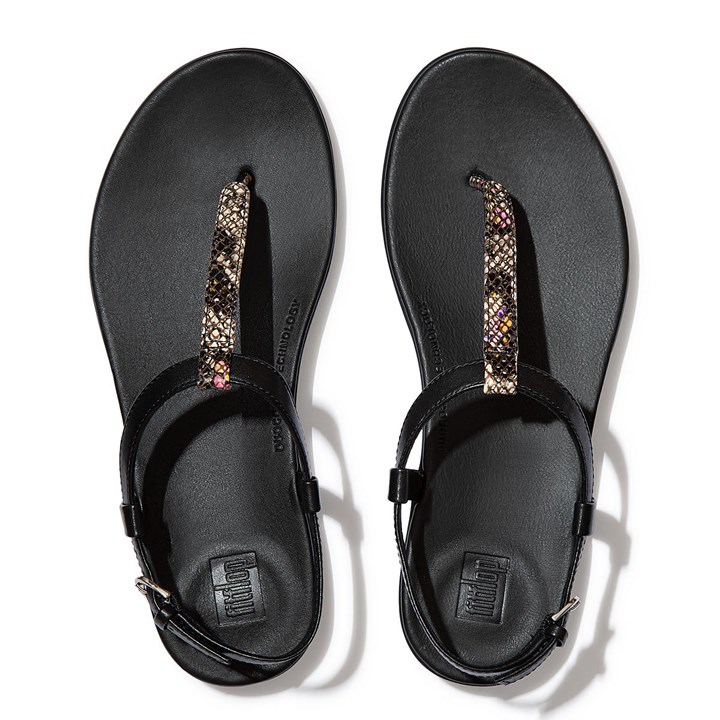 Fitflop Tia Snake Print Leather Back-Strap Sandals