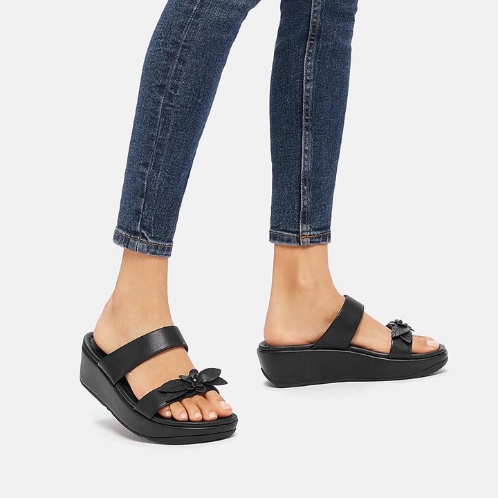 Fitflop Fino Floral Leather Slides