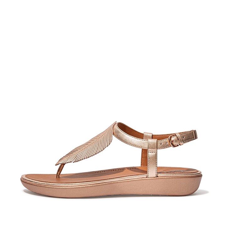 Fitflop Tia Feather Metallic Leather Back-Strap Sandals