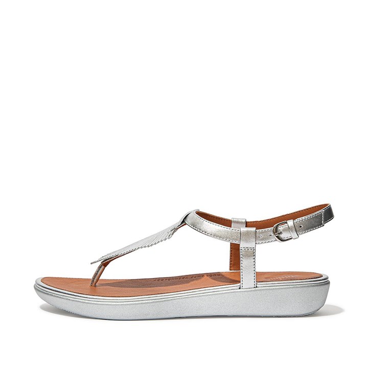 Fitflop Tia Feather Metallic Leather Back-Strap Sandals