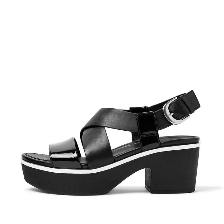 Fitflop Pilar Patent Mix Back-Strap Platform Platform Sandals