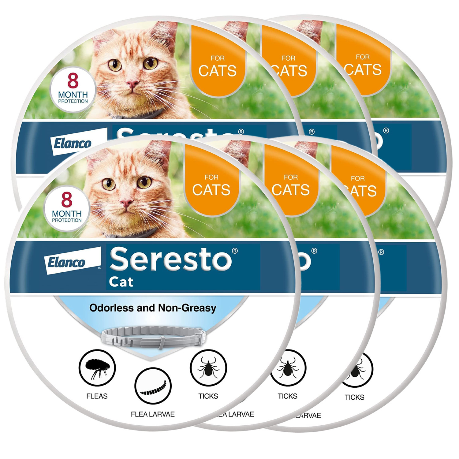 6 Pack Seresto 8 Month Flea and Tick Prevention Collar for Cats ...