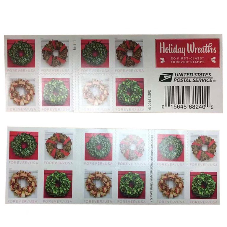 Holiday Wreaths Stamp Postage Stamps Christmas (5 Sheet 100pcs) Estusps