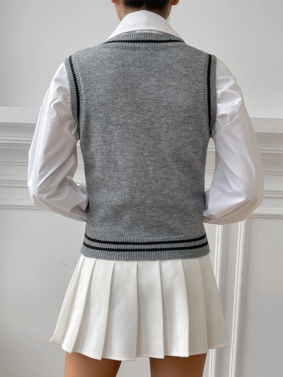 1pc Cable Knit Cricket Sweater Vest