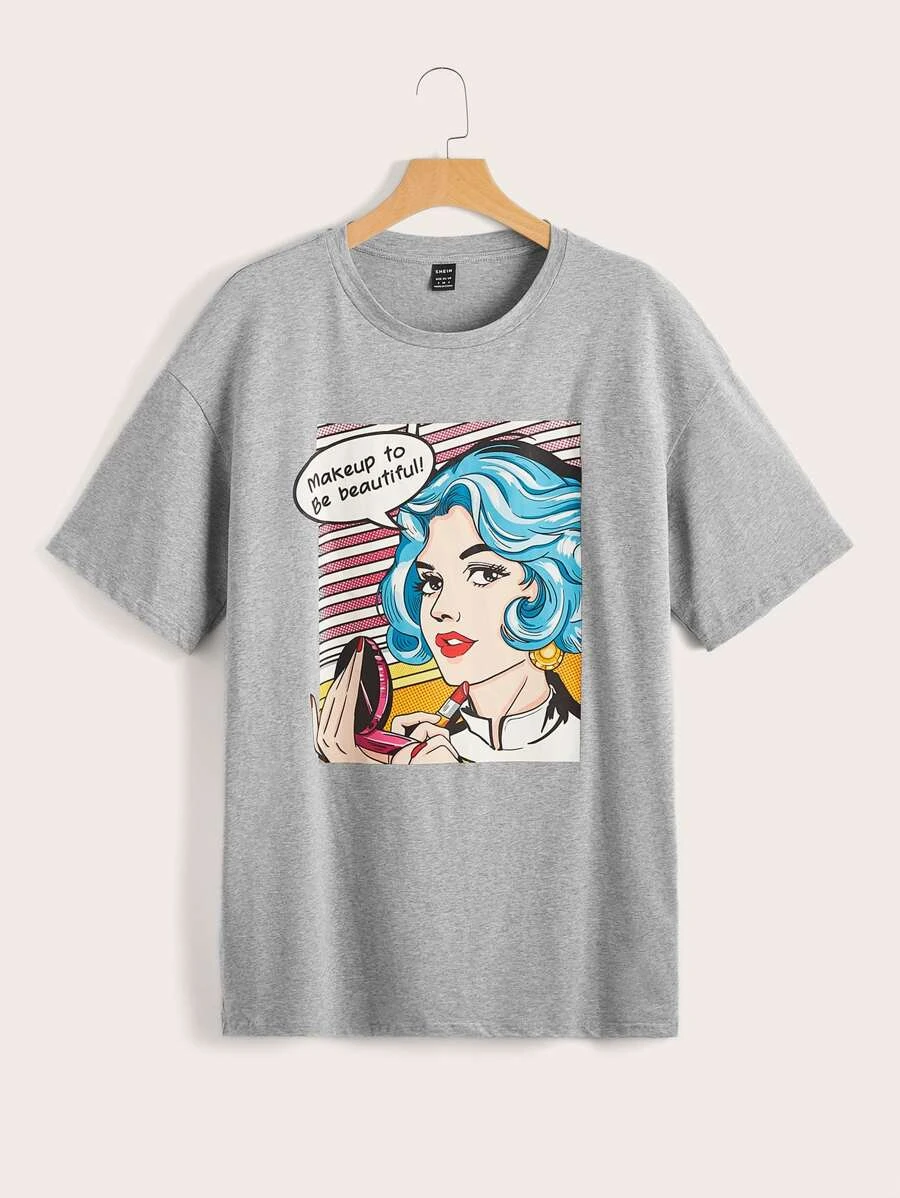 SHEIN Figure Graphic Drop Shoulder Tee