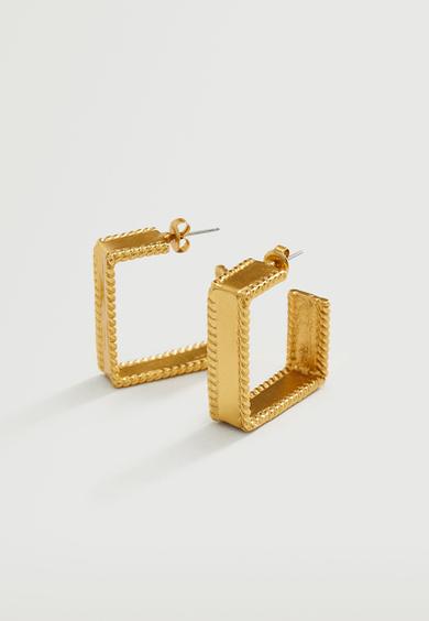 Embossed square earrings - gold