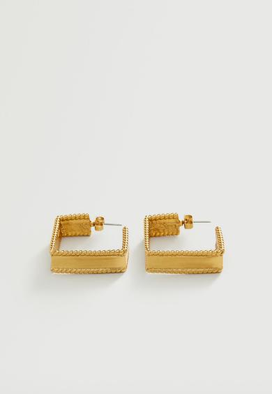 Embossed square earrings - gold