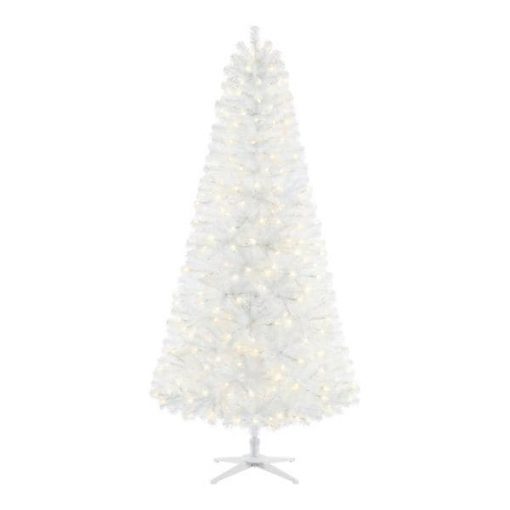 7 ft Snowy Tinsel Spruce LED PreLit Artificial Christmas Tree with 300